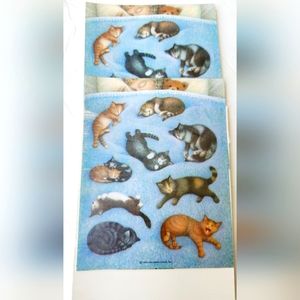 Hallmark Vintage 90s Sticker 2 Sheets Sleeping Cats Kittens Original Package